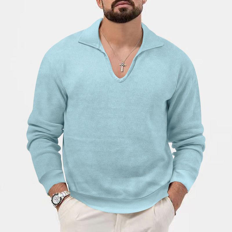 Herren eleganter Pullover mit V-Ausschnitt und strukturiertem Design Drune