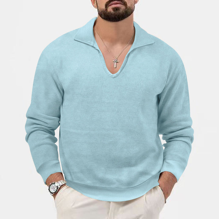 Herren eleganter Pullover mit V-Ausschnitt und strukturiertem Design Drune