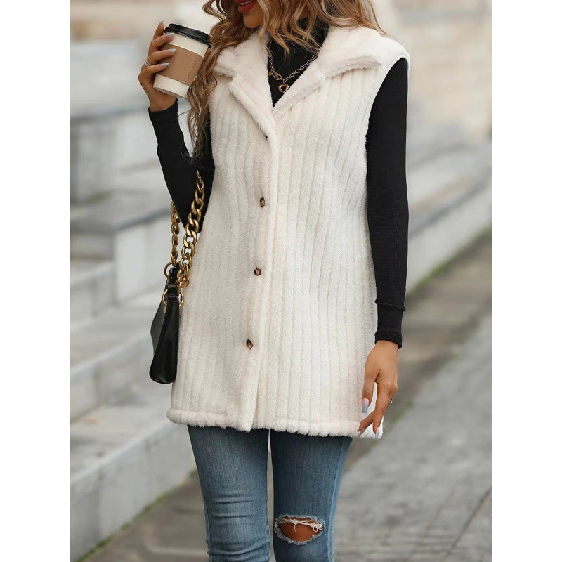 Damen Elegante und kuschelige Teddyjacke mit Knopfleiste Drune