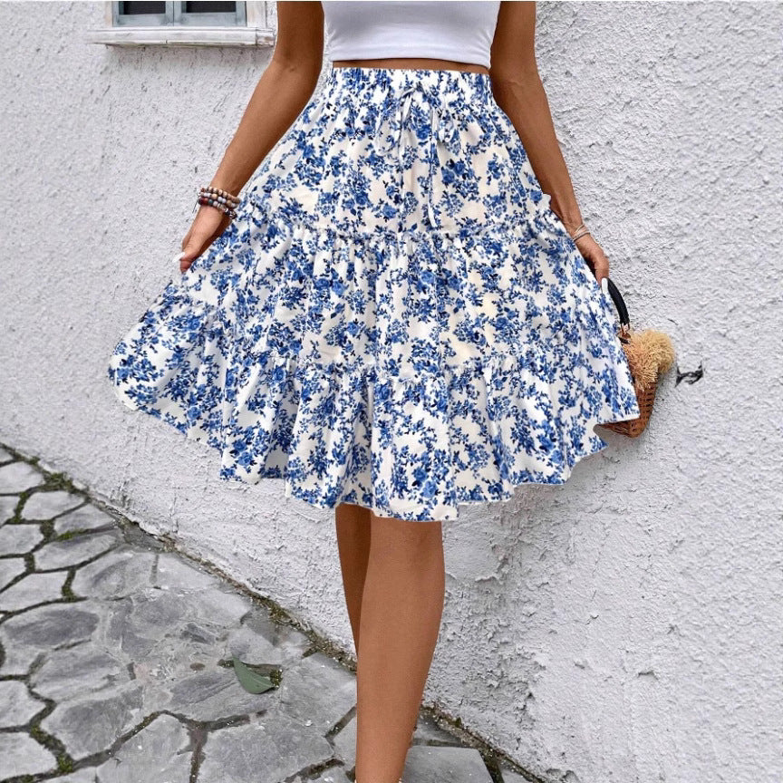 Damen Sommerrock mit charmanten Volantdetails und floralem Muster Drune