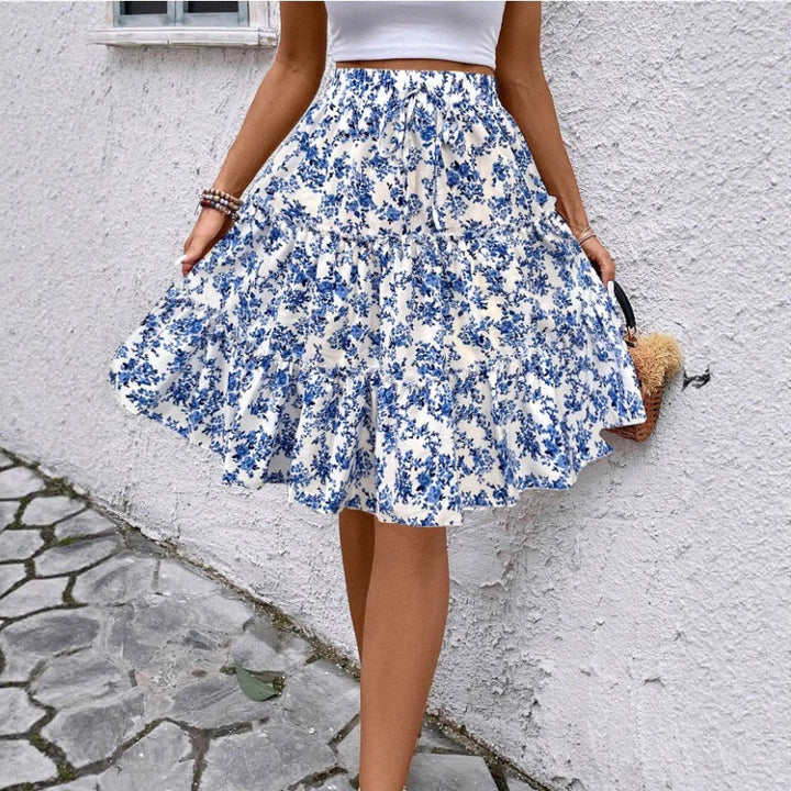 Damen Sommerrock mit charmanten Volantdetails und floralem Muster Drune
