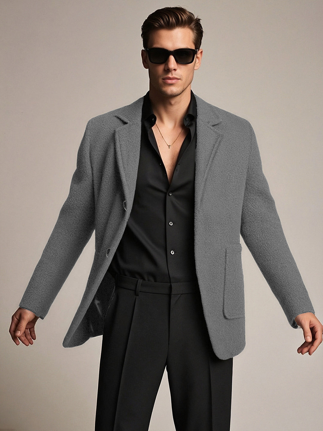 Herren eleganter und strukturierter Freizeitblazer Drune