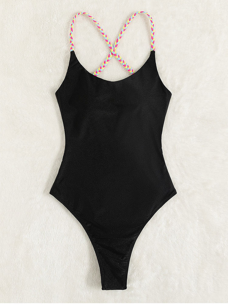 Damen eleganter Einteiler Badeanzug mit verstellbaren Trägern Drune