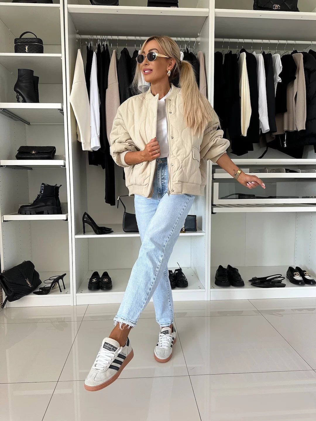 Damen Steppjacke im lässigen Oversized-Schnitt mit Rippstrickdetails Drune
