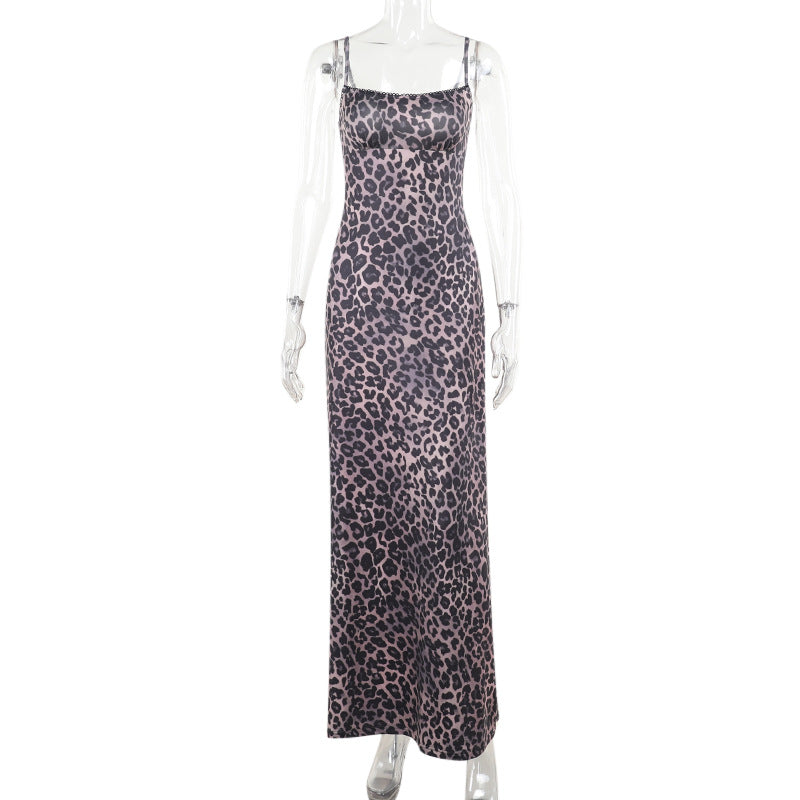 Damen Maxikleid mit elegantem Animal-Print und schmalen Trägern Drune