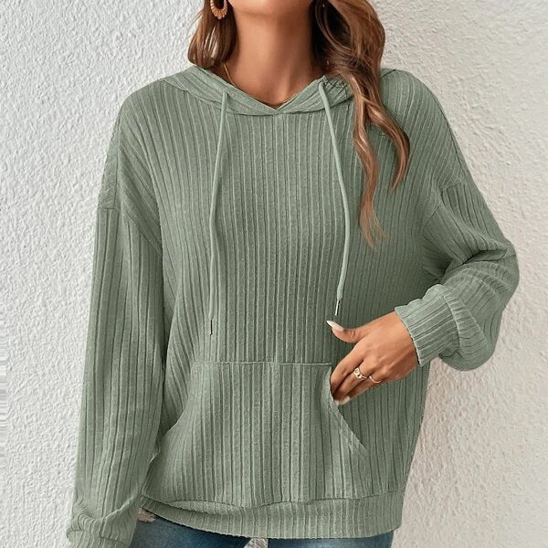 Damen lässiger Kapuzenpullover mit strukturiertem Design und praktischen Taschen Drune