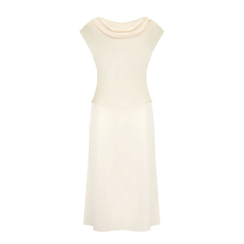 Damen elegantes Abendkleid mit fließendem Stoff und raffiniertem Halsausschnitt Drune