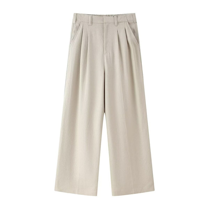 Damen weit High-Waist Hose mit eleganter Faltenlegung und komfortablem Schnitt Drune