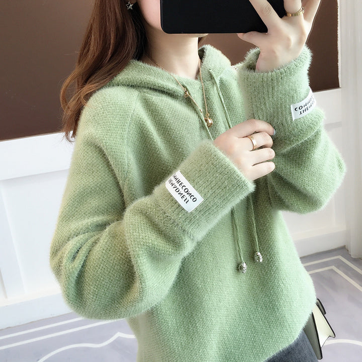 Damen Kuscheliger Hoodie mit Kordelzug und hohem Kragen Drune