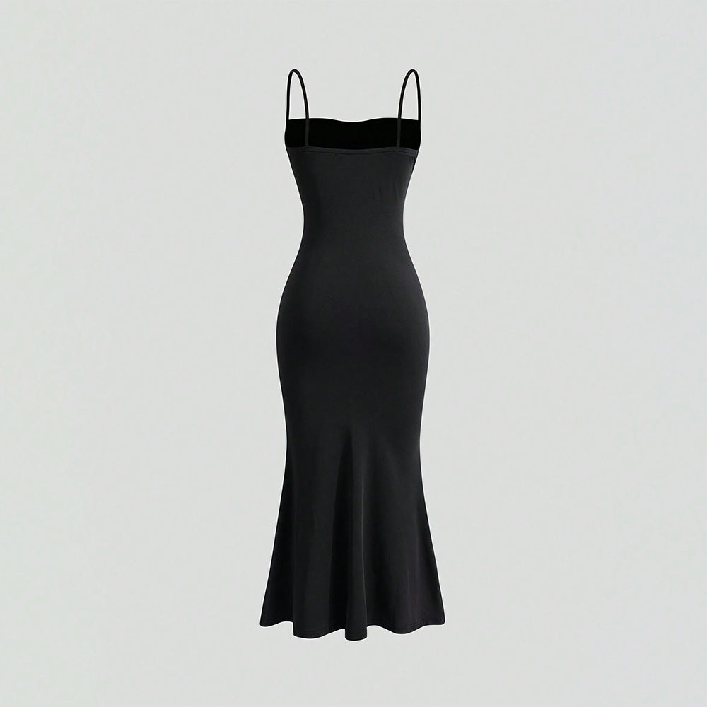 Damen Maxikleid mit eleganten Raffungen und schulterfreien Trägern Drune