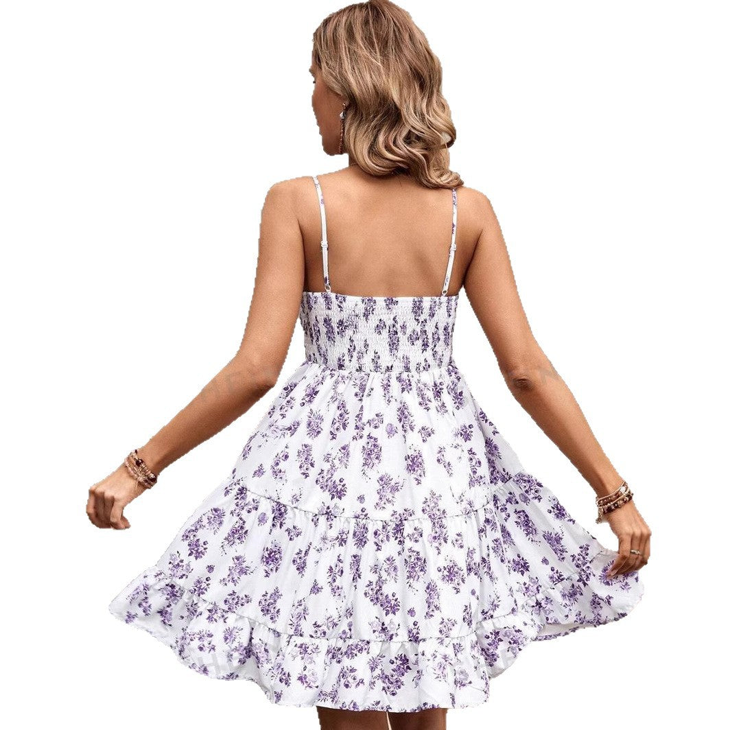 Damen luftiges Sommerkleid mit modischen Rüschendetails Drune