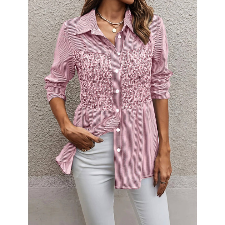 Damen Bluse mit eleganter Perlenverzierung und Rüschendetails Drune