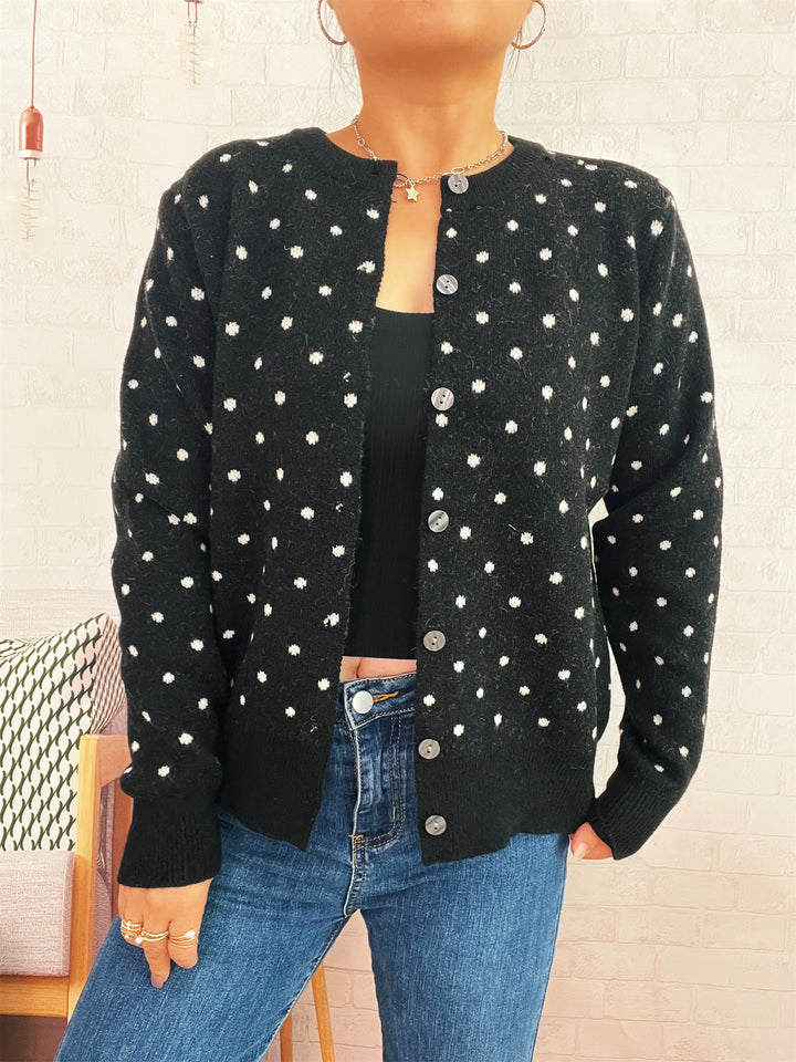 Damen Strickjacke mit modischem Punktemuster und komfortablem Schnitt Drune