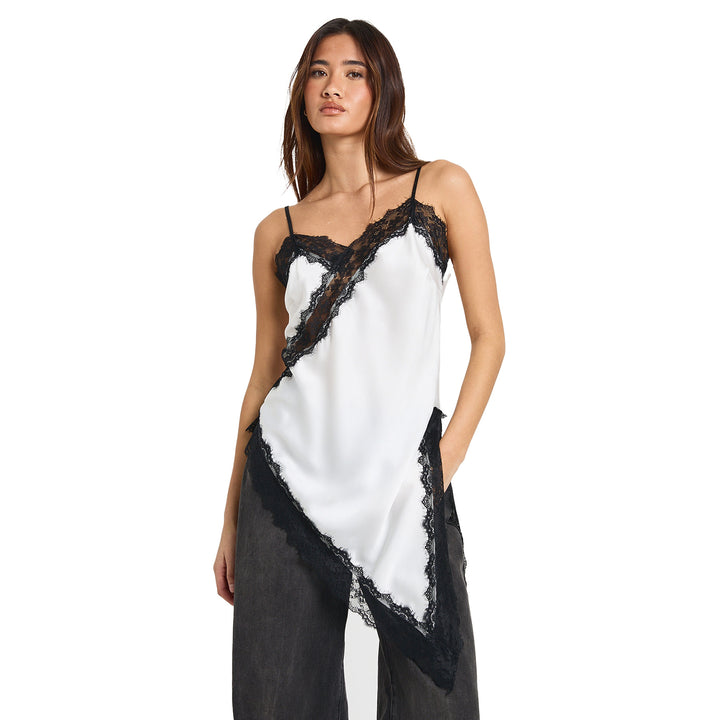 Damen Asymmetrisches Spitzen-Cami mit luxuriösen Details Drune