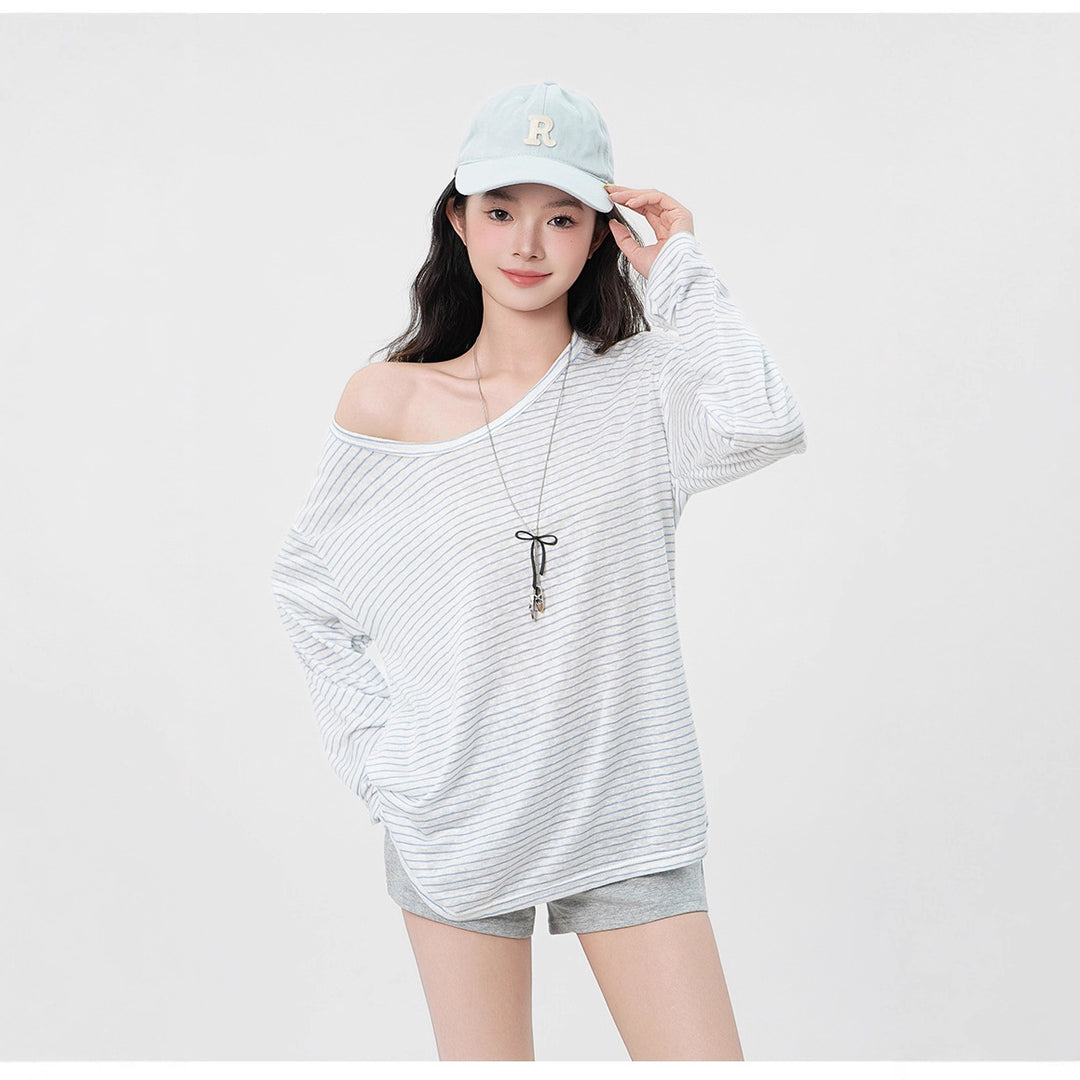 Damen lässiges Langarmshirt mit asymmetrischem Design Drune