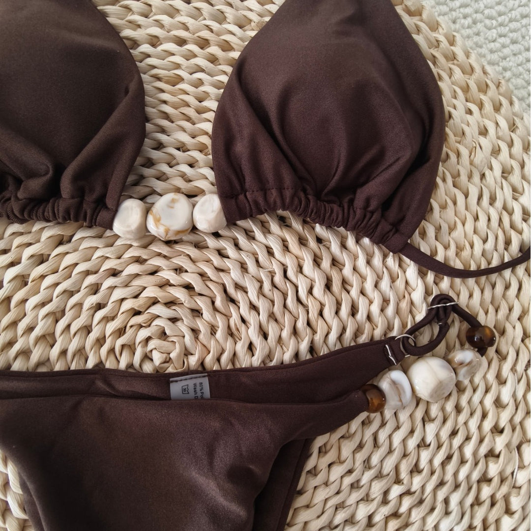 Damen Triangel-Bikini mit raffiniertem Knoten-Detail und verstelbaren Trägern Drune