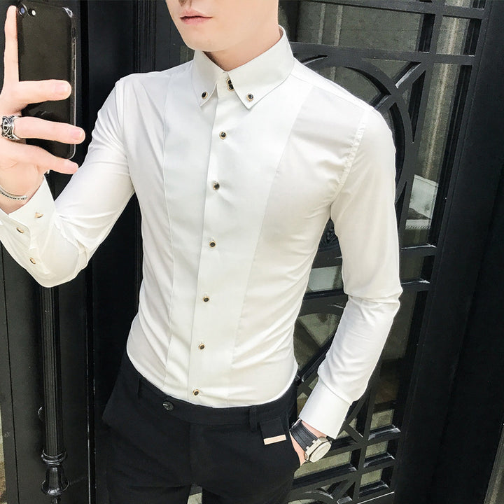 Herren Elegantes Langarmhemd mit feinen Knopfdetails Drune