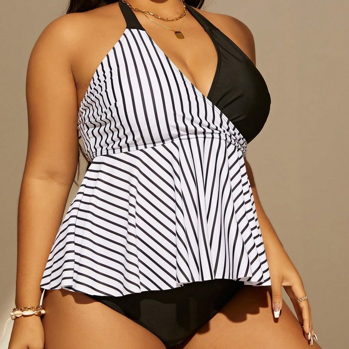 Damen Pflegeleichter Tankini mit gestreiftem Oberteil Drune