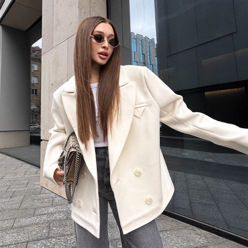 Damen Oversized Blazerjacke mit doppelter Knopfleiste und eleganten Details Drune
