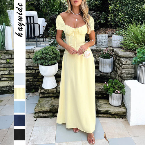 Damen Maxikleid mit schulterfreiem Design und Rüschendetails Drune