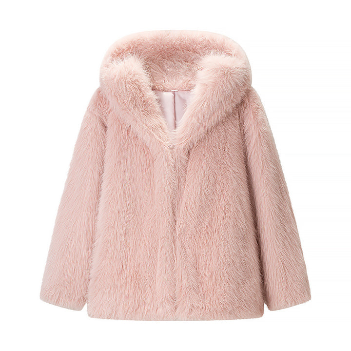 Damen Kuschelige Fleecejacke mit luxuriösem Fellkragen und weichem Innenfutter Drune