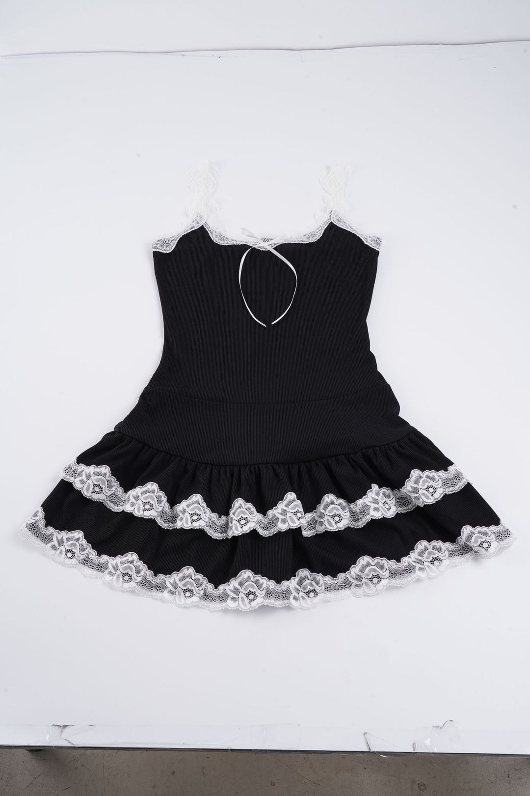 Damen Verspieltes Babydoll-Kleid mit Spitzenrand und verstellbaren Trägern Drune