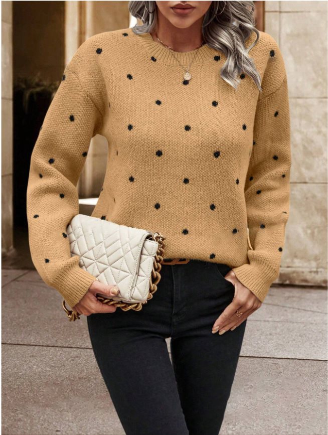 Damen Strickpullover mit Punktmuster und weitem Schnitt Drune