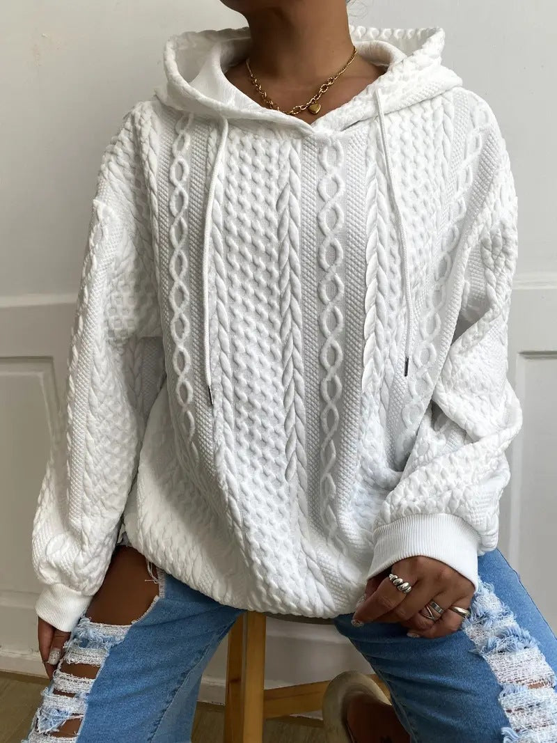 Damen gemütlicher Hoodie mit strukturiertem Strickdesign Drune