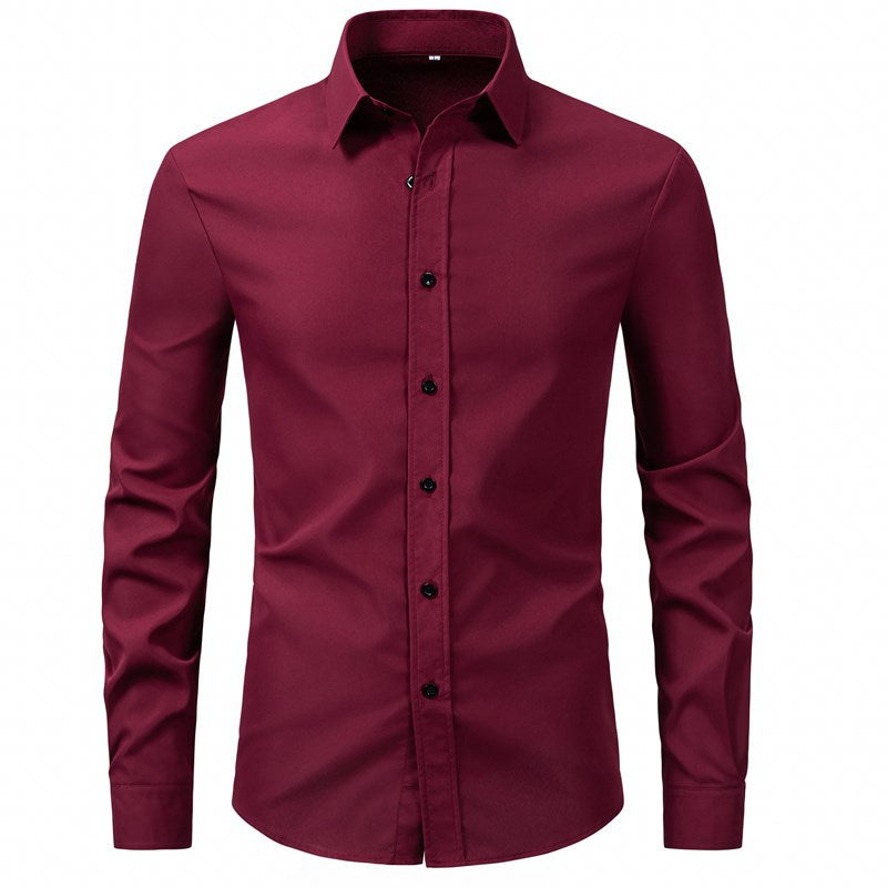 Herren elegantes Langarmhemd aus hochwertiger Baumwolle mit modernem Kragen Drune