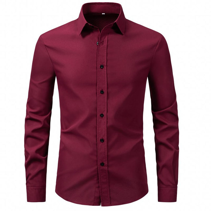Herren elegantes Langarmhemd aus hochwertiger Baumwolle mit modernem Kragen Drune