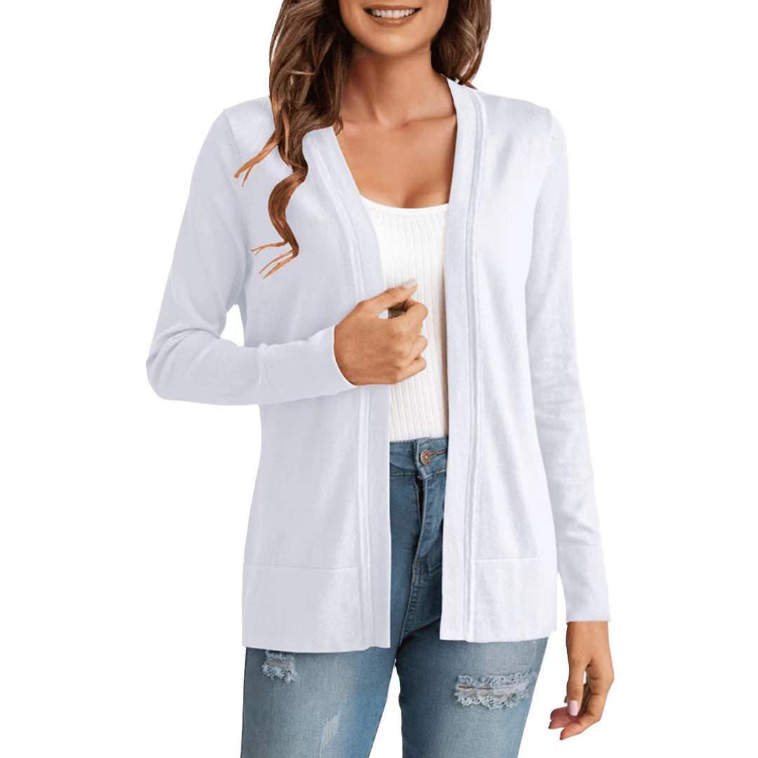 Damen Langarm Strickjacke mit offenem Design und praktischen Taschen Drune