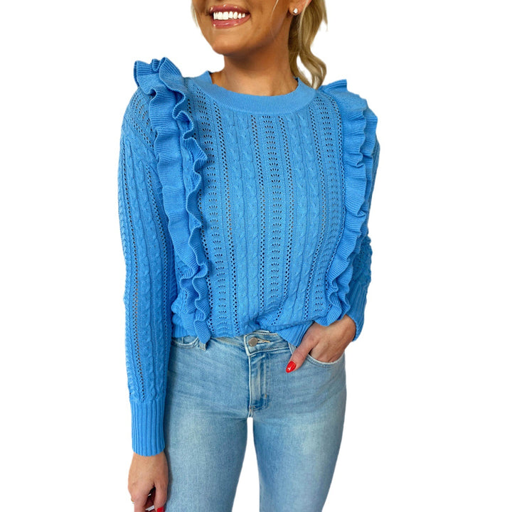 Damen modischer Pullover mit Rüschen Drune