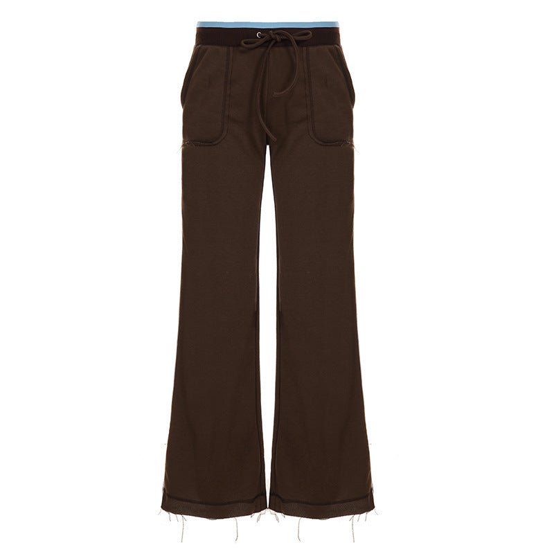 Damen komfortable Freizeithose mit breitem Bein und elastischem Bund Drune