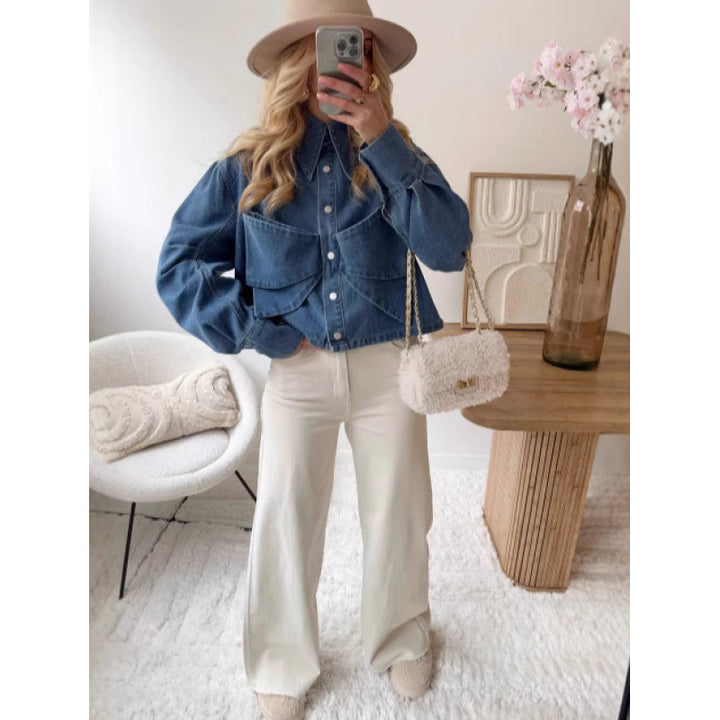 Damen modische cropped Jeansjacke Drune