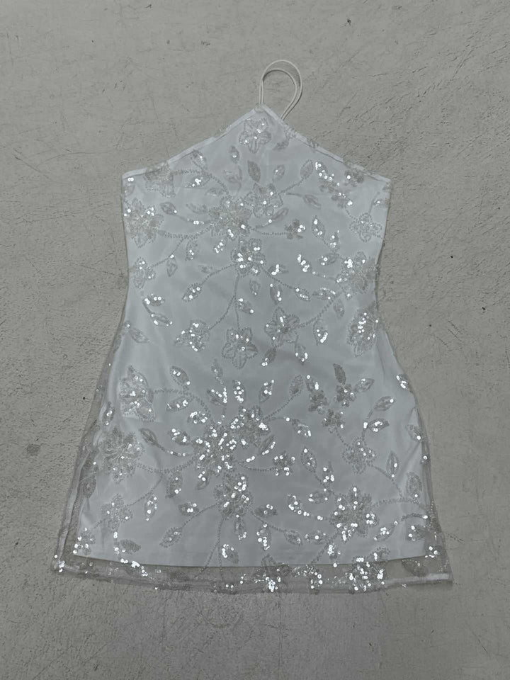 Damen festliches Spitzenkleid mit glitzernden Paillettenverzierungen Drune
