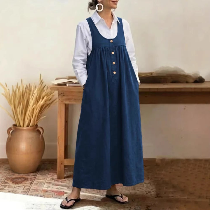 Damen Maxikleid mit Knopf- und Taschen-Details Drune