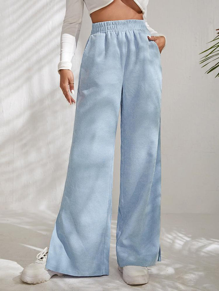 Damen Weite Plissierte Hose mit elastischem Bund und praktischen Taschen Drune