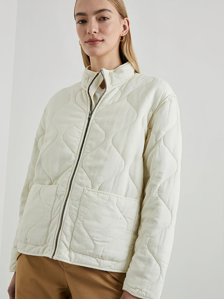 Damen gesteppte Oversized-Jacke mit hohem Kragen und elastischem Bund Drune