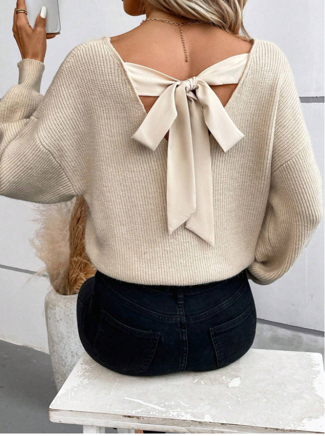 Damen Pullover mit eleganter Schleifen-Ausschnittgestaltung Drune