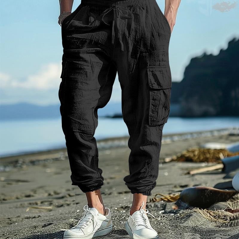 Herren luftige Cargo-Hose mit elastischem Bund und seitlichen Taschen Drune