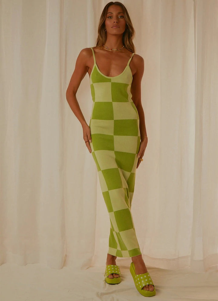 Damen Designer-Midi-Kleid mit stilvollem Grafikmuster Drune
