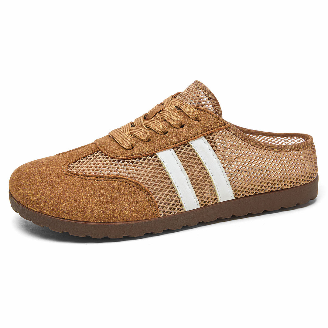 Damen nan atmungsaktive Slip-On Mule-Sneaker mit Mesh-Oberteil und Velourslederbesatz Drune