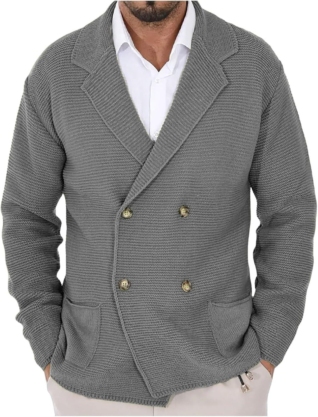 Herren Strickjacke mit doppelter Knopfleiste und modernen Taschen Drune