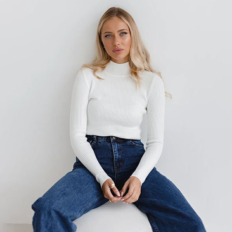 Damen Feinstrickpullover mit hohem Kragen und langen Ärmeln Drune