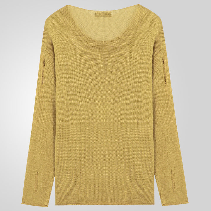 Herren Stylischer Rundhals Pullover mit ausgefransten Details Drune