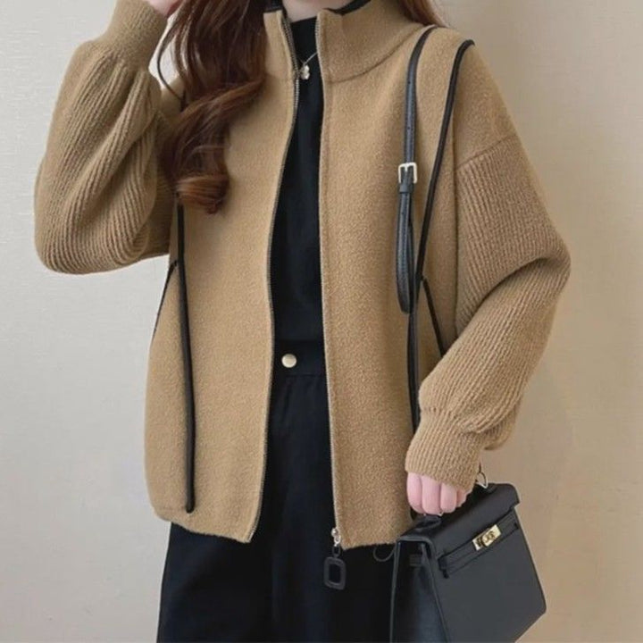 Damen Volumenjacke mit hohem Kragen und durchgehendem Reißverschluss Drune