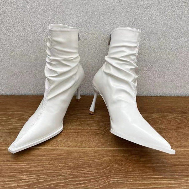 Damen elegante Stiefeletten mit spitzem Zehenbereich und lässigem Schlupfdesign Drune