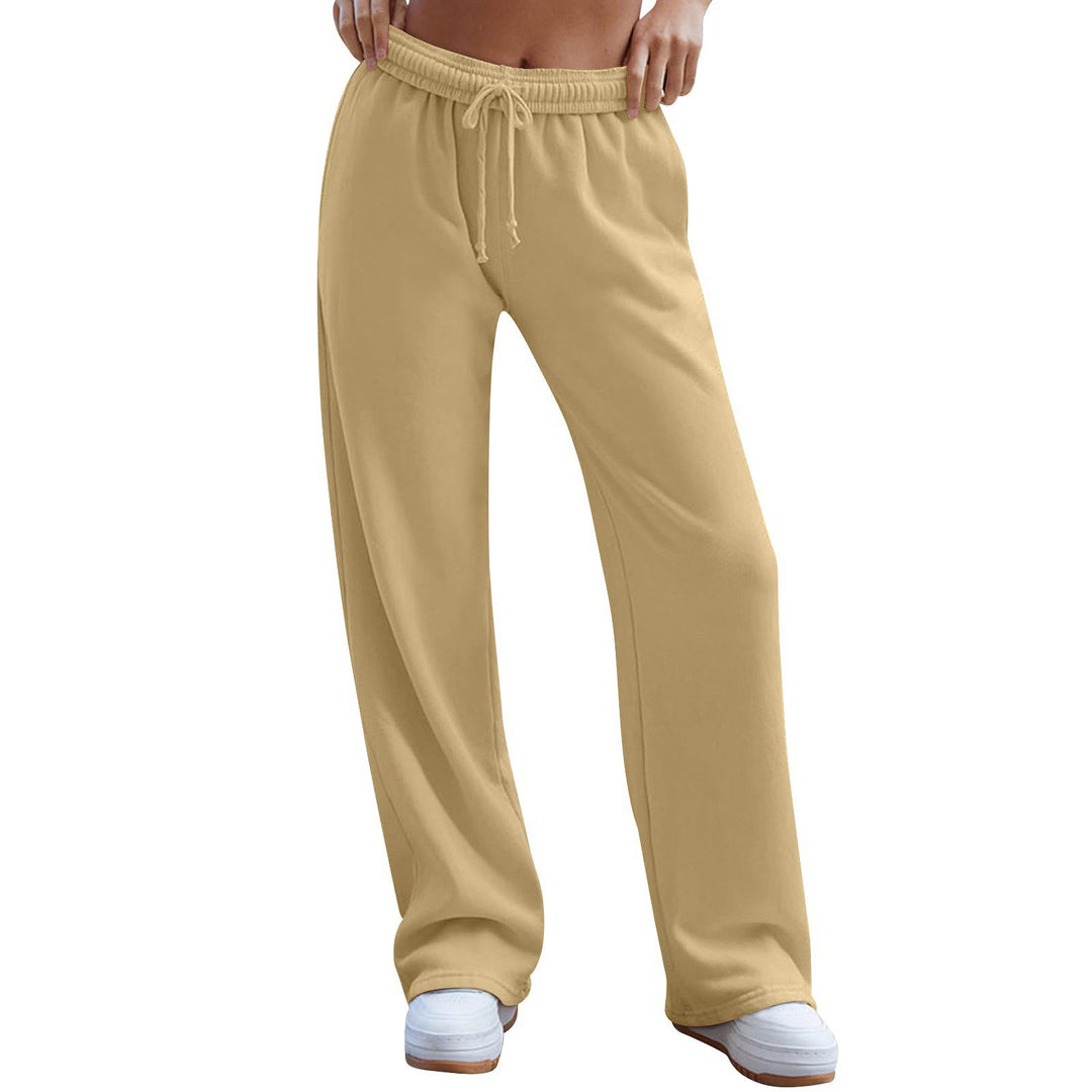 Damen nan weite Komfort-Loungehose mit hochgeschnittener Taille, elastischem Bund und Kordelzug Drune