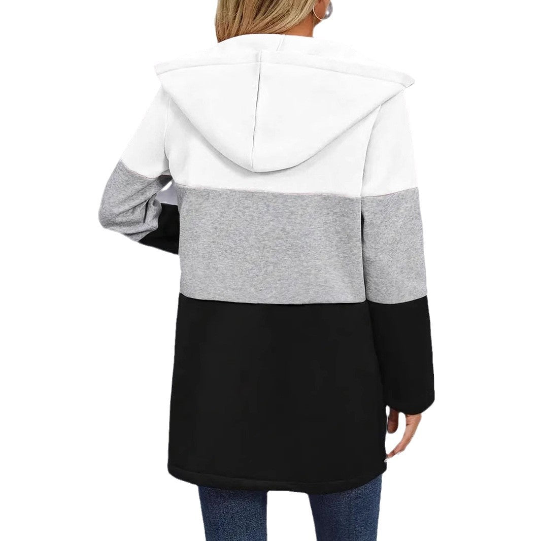 Damen Kapuzenjacke mit modernem Farbblockdesign und praktischen Reißverschlusstaschen Drune