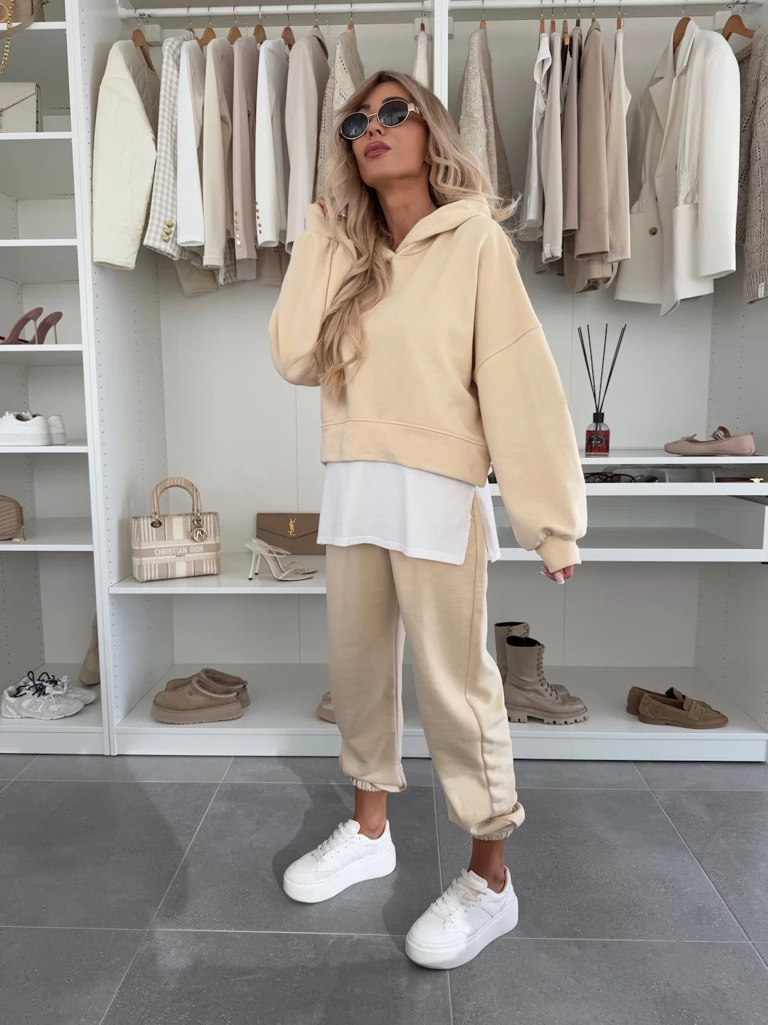 Damen lässiges Sweater-Set mit Oversized Hoodie und bequemen Jogginghosen Drune